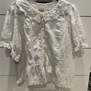 Gap x DOEN White Eyelet Lace Blouse